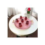 EceAksesuar Tepsi Ahşap Kulplu Metal Çay Tepsisi Kahve Tepsisi Sunum Kahvaltı 37 Cm Orta Boy Tepsi pembe 37 x 40