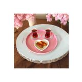 EceAksesuar Tepsi Metal Kulplu Çay Tepsisi Kahve Tepsisi Sunum Kahvaltı Tepsisi-30 Cm pembe 27 cm