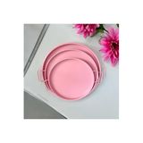 EceAksesuar Tepsi Seti Metal Kulplu Çay Tepsisi Kahve Tepsisi Sunum Kahvaltı 3'lü Tepsi Seti 30-37-40 cm pembe 37 x 40