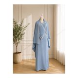 ECEM NAMAZ ELBİSESİ MAVİ KREP GÜPÜRLÜ
