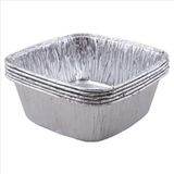 Ecen Plast 100 Adet Alüminyum Sütlaç KASESI,11X11X4.3CM Standart Aşüre Kabı 1 Porsiyon 280G Kare Alüminyum Kase