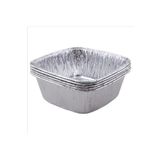 ecenplast 100 Adet Alüminyum Sütlaç Kasesi,11x11x4.3cm Standart Aşüre Kabı 1 Porsiyon 280g Kare Alüminyum Kase