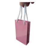 ecenplast Pembe İpli Karton Çanta 11x17 Cm - 25 Adet
