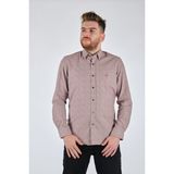 Ecer Minimalist Desenli Uzun Kol Erkek Gömlek - Günlük & İş - Kırmızı