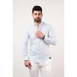 Ecer Slimfit Desenli Yazlık Erkek Gömlek - 2XL - Mavi