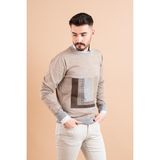 Ecer Slimfit Parça Desenli Ince Triko Erkek Kazak - Kahverengi