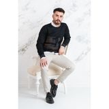 Ecer Slimfit Parça Desenli Ince Triko Erkek Kazak siyah