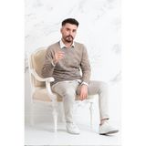 Ecer Slimfit Sıfır Yaka Ince Erkek Triko Kazak - Kahverengi