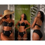 Ece's Design Kadın Siyah Nervürlü Halter Bikini Takımı MY1008