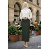 ECEYLÜL MODA HAKİ YEŞİL SCUBA KREP KALEM ETEK (93-94CM UZUNLUK)(kısa süreliğine lansman fiyatı)