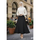 ECEYLÜL MODA SİYAH SCUBA KREP BEL LASTİKLİ KLOŞ ETEK(93-94CM UZUNLUK)