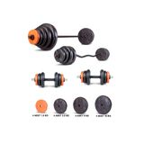 ECG 59 Kg Z bar Halter ve Dambıl Seti Turuncu Siyah (56 kg Ağırlık Plakası +Barlar)