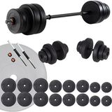 Ecgspor 105 Kg Vinyl Kaplama Dambıl Ve Halter Seti Ağırlık Seti Siyah Renkli 25 Parça