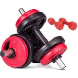 Ecgspor 12 kg Grip Plate Dumbbell Set -10 kg Plate+2x1 kg Dambıl Seti Kırmızı Siyah