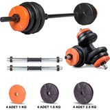 Ecgspor 23 kg Turuncu Siyah Halter Seti ve Dambıl Seti - Renkli