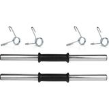 Ecgspor 40 cm Krom Dambıl Barı ve 4 Adet Çelik Sıkıştırma Yayı ile Ergonomik Antrenman Seti