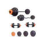 Ecgspor 59 kg Z Bar Halter ve Dambıl Seti Turuncu Siyah (56 kg Ağırlık Plakası +Barlar)