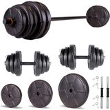 Ecgspor Hero Serisi 45 kg Dambıl Seti ve Halter Seti Siyah Ağırlık Fitness Seti Kaliteli Materyal