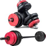 Ecgspor Spor 38 kg Dambıl Halter Seti Kırmızı Siyah 4 Adet 5 KG Ağırlık Plakası ile Dayanıklı