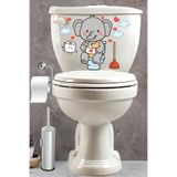 Echo Home Klozet Sticker Sevimli Fil Kalpler ve Bulutlar Temalı Banyo Tuvalet Sticker
