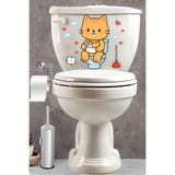 Echo Home Klozet Sticker Sevimli Kedi Kalpler ve Bulutlar Temalı Banyo Tuvalet Sticker