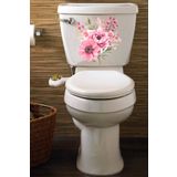 Echo Home Sulu Boya Pembe Çiçekler Klozet ve Banyo Sticker Seti