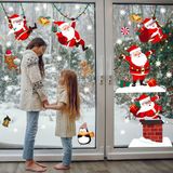 Echo Home Yılbaşı Sticker Sevimli Noel Baba ve Kar Taneleri Pencere Duvar Süsü