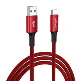 Echorin USB 3.0 USB-A'dan USB-C'ye 15W PD Hızlı Şarj 5V3A Yüksek Kaliteli Alüminyum Örgülü Kablo 5Gbps 1 Metre (Kırmızı)