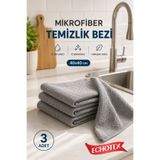 ECHOTEX (3 ADET) Mikrofiber Mutfak Temizlik Bezi 40x40 Cm Leke Ve Koku Yapmaz