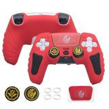 ECHZOVE Anti-Slip PS5 Controller Silicone Skin, PS5 Controller Accessories, Soft Protective Cover Case for PlayStation 5 Controller with Touch Pad Stickers and Thumb Grip Caps - Red