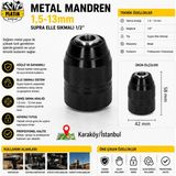 Ecico Metal Mandren 1,5-13MM Supra Elle Sıkmalı 1/2 Unf PLT28000109