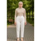 ECK MODA Kadın Krep Kumaş Pileli Beli Lastikli Pantolon