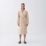 Eclair Penye Pamuk Unisex Bornoz Bej - S - M