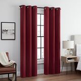 ECLIPSE Andover Düz Üçlü Dokuma Termal Karartma Halkalı Yatak Odası için Perde (2 Panel), 106,68 cm x 274,32 cm, Kırmızı