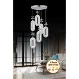 Eclipse Model 6'lı Gümüş 3 Renk Modu Ledli Kristal Taşlı Modern Salon Mutfak Oturma Odası Led Avize Gümüş