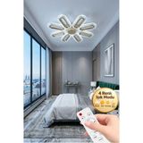Eclipse Model 8'li Kumandalı Gold 3 Renk Modu Ledli Tavana Sıfır Salon Mutfak Çocuk Yatak Odası LED Avize - Gümüş