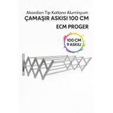 Ecm Proger Akordiyon Katlanabilir Çamaşır Kurutma Askısı - 100 Cm Genişlik 9 Çubuklu Model Açık Gri