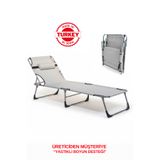 ecm proger ECMPROGER KATLANABİLİR YASTIKLI LÜKS ŞEZLONG / KAMPET - GRİ