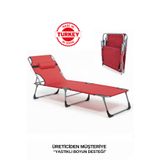ecm proger ECMPROGER KATLANABİLİR YASTIKLI LÜKS ŞEZLONG / KAMPET - KIRMIZI