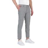 Ecmio Erkek Gri Ekose Keten Görünümlü İnce İlkbahar-Yaz Slim Fit Pantalon Gri 33