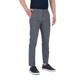 Ecmio Erkek Navy Ekose Keten Görünümlü İnce İlkbahar-Yaz Slim Fit Pantalon Navy 38