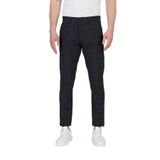 Ecmio Erkek Siyah Ekose Keten Görünümlü İnce İlkbahar-Yaz Slim Fit Pantalon Siyah 30