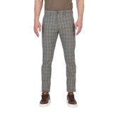 Ecmio Erkek Vizon Ekose Keten Görünümlü İnce İlkbahar-Yaz Slim Fit Pantalon Metalik 32