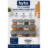 Eco 12'li Kare Erzak Saklama Kabı Seti 12X650 ml Bpa Free Kapaklı Gıda Saklama Kabı Buzdolabı ve Kiler Düzenleyici