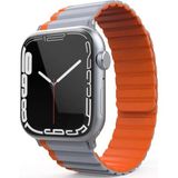 Eco Apple Watch 42MM Mo-Wb1 Çift Renk Mıknatıslı Silikon Kordon (Saat Değildir) - Gri-Turuncu