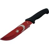 Eco Ayyıldız MF032 Rd Kırmızı Av Bıçağı 31CM - Testere Detaylı Bıçak, Kılıflı, Plastik Sap