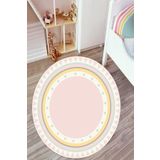 eco concept Pembe Yuvarlak Çocuk Halısı, Dekoratif Halı, Kaymaz Taban, Yıkanabilir, Leke Tutmaz, Yuvarlak Halı,