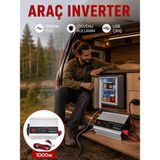 Eco Lounge 1000 Watt Oto Invertör Elektrik Dönüştürücü Ev Tipi Priz