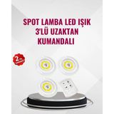Eco Lounge 3 Lü Pilli Kablosuz LED Spot Lamba Seti Kumandalı Kolay Montaj Aydınlatma