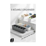 Eco Lounge 5 Bölmeli Dolap ve Çekmece Içi 2’li Set Organizer Kutusu (Gri & Beyaz) 722440